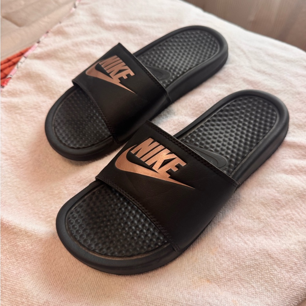 Nike Black Slide Sandals with Logo